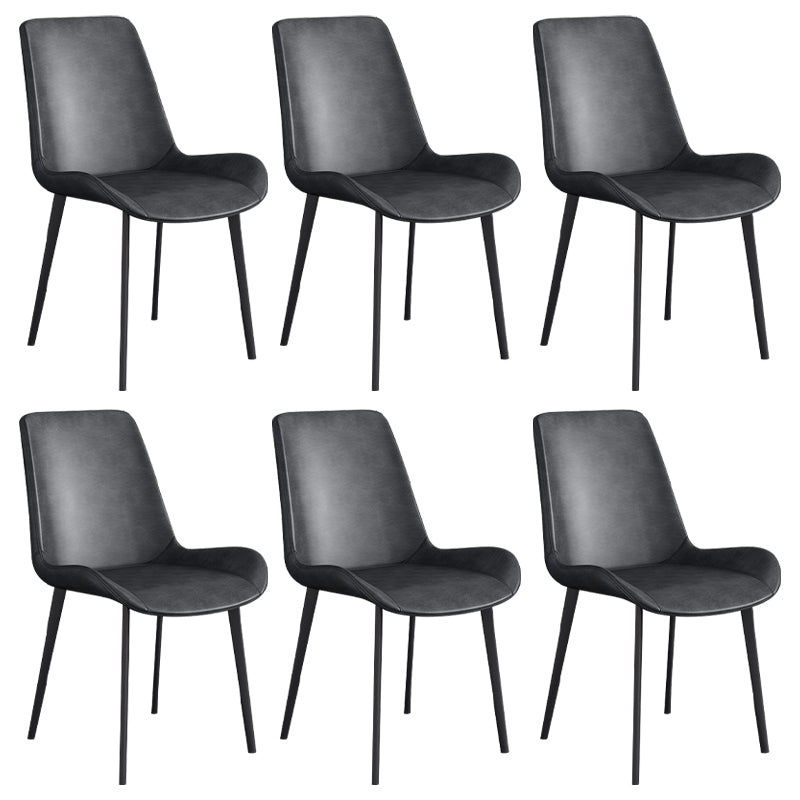 Leather Scandinavian Restaurant Side Chair Parsons Dining Chair with Metal Legs Dark Gray 6 Piece Set Black Clearhalo ' kitchen&dining_furn' 'Dining Chairs' 'Dining Tables & Seating' 'dining_chair' 'furn' 'furn_dining_chair' 'Furniture' 'furniture_dining_chair' 'Kitchen & Dining Furniture' 'kitchen' 3852716
