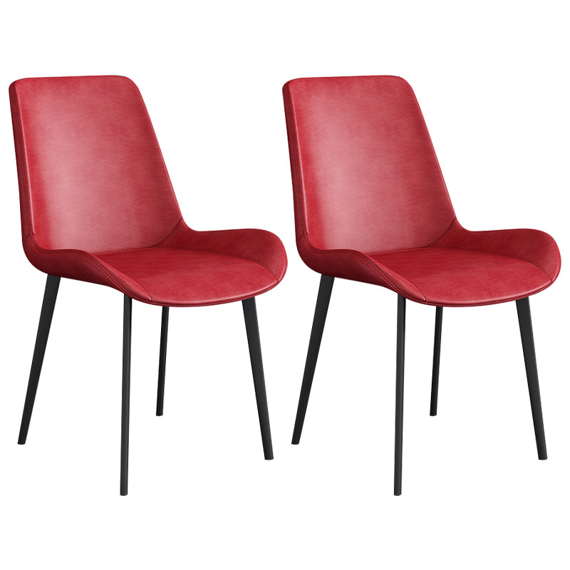 Leather Scandinavian Restaurant Side Chair Parsons Dining Chair with Metal Legs Red 2 Piece Set Black Clearhalo ' kitchen&dining_furn' 'Dining Chairs' 'Dining Tables & Seating' 'dining_chair' 'furn' 'furn_dining_chair' 'Furniture' 'furniture_dining_chair' 'Kitchen & Dining Furniture' 'kitchen' 3852718