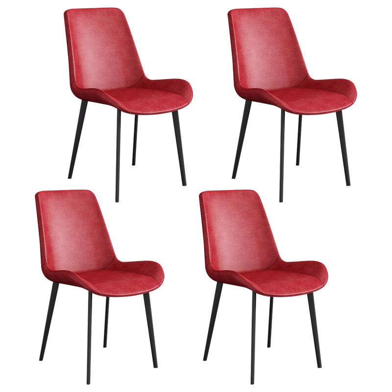Leather Scandinavian Restaurant Side Chair Parsons Dining Chair with Metal Legs Red 4 Piece Set Black Clearhalo ' kitchen&dining_furn' 'Dining Chairs' 'Dining Tables & Seating' 'dining_chair' 'furn' 'furn_dining_chair' 'Furniture' 'furniture_dining_chair' 'Kitchen & Dining Furniture' 'kitchen' 3852721