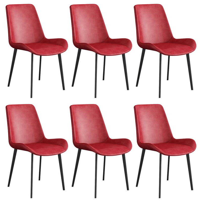Leather Scandinavian Restaurant Side Chair Parsons Dining Chair with Metal Legs Red 6 Piece Set Black Clearhalo ' kitchen&dining_furn' 'Dining Chairs' 'Dining Tables & Seating' 'dining_chair' 'furn' 'furn_dining_chair' 'Furniture' 'furniture_dining_chair' 'Kitchen & Dining Furniture' 'kitchen' 3852722
