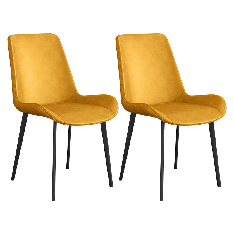 Leather Scandinavian Restaurant Side Chair Parsons Dining Chair with Metal Legs Yellow 2 Piece Set Black Clearhalo ' kitchen&dining_furn' 'Dining Chairs' 'Dining Tables & Seating' 'dining_chair' 'furn' 'furn_dining_chair' 'Furniture' 'furniture_dining_chair' 'Kitchen & Dining Furniture' 'kitchen' 3852724