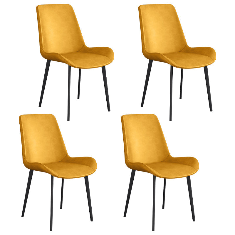 Leather Scandinavian Restaurant Side Chair Parsons Dining Chair with Metal Legs Yellow 4 Piece Set Black Clearhalo ' kitchen&dining_furn' 'Dining Chairs' 'Dining Tables & Seating' 'dining_chair' 'furn' 'furn_dining_chair' 'Furniture' 'furniture_dining_chair' 'Kitchen & Dining Furniture' 'kitchen' 3852726