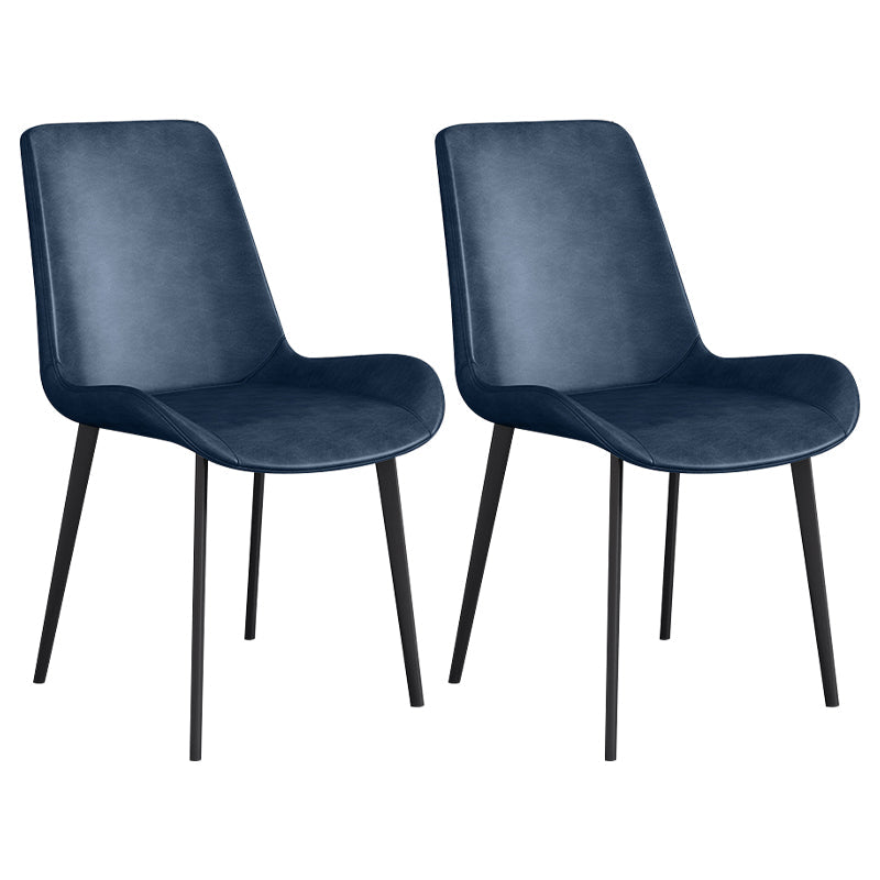 Leather Scandinavian Restaurant Side Chair Parsons Dining Chair with Metal Legs Blue 2 Piece Set Black Clearhalo ' kitchen&dining_furn' 'Dining Chairs' 'Dining Tables & Seating' 'dining_chair' 'furn' 'furn_dining_chair' 'Furniture' 'furniture_dining_chair' 'Kitchen & Dining Furniture' 'kitchen' 3852730