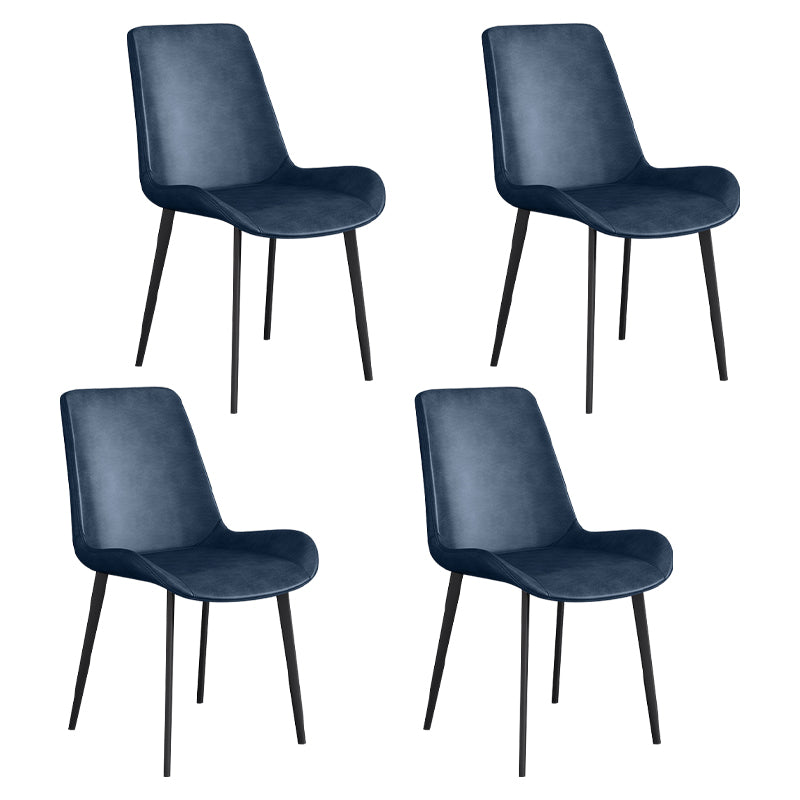 Leather Scandinavian Restaurant Side Chair Parsons Dining Chair with Metal Legs Blue 4 Piece Set Black Clearhalo ' kitchen&dining_furn' 'Dining Chairs' 'Dining Tables & Seating' 'dining_chair' 'furn' 'furn_dining_chair' 'Furniture' 'furniture_dining_chair' 'Kitchen & Dining Furniture' 'kitchen' 3852732