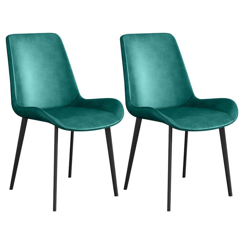 Leather Scandinavian Restaurant Side Chair Parsons Dining Chair with Metal Legs Green 2 Piece Set Black Clearhalo ' kitchen&dining_furn' 'Dining Chairs' 'Dining Tables & Seating' 'dining_chair' 'furn' 'furn_dining_chair' 'Furniture' 'furniture_dining_chair' 'Kitchen & Dining Furniture' 'kitchen' 3852734