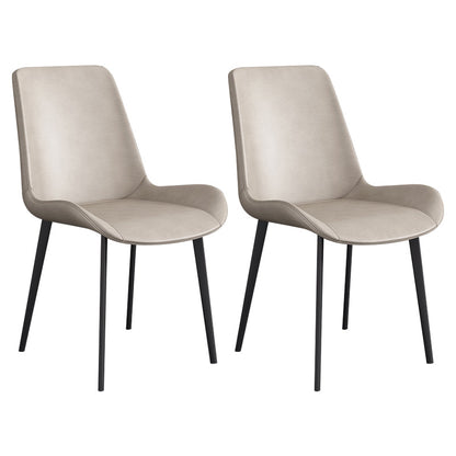 Leather Scandinavian Restaurant Side Chair Parsons Dining Chair with Metal Legs Apricot 2 Piece Set Black Clearhalo ' kitchen&dining_furn' 'Dining Chairs' 'Dining Tables & Seating' 'dining_chair' 'furn' 'furn_dining_chair' 'Furniture' 'furniture_dining_chair' 'Kitchen & Dining Furniture' 'kitchen' 3852737