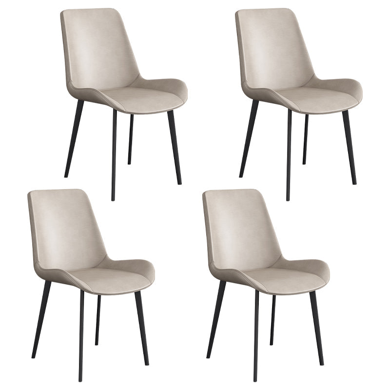 Leather Scandinavian Restaurant Side Chair Parsons Dining Chair with Metal Legs Apricot 4 Piece Set Black Clearhalo ' kitchen&dining_furn' 'Dining Chairs' 'Dining Tables & Seating' 'dining_chair' 'furn' 'furn_dining_chair' 'Furniture' 'furniture_dining_chair' 'Kitchen & Dining Furniture' 'kitchen' 3852738