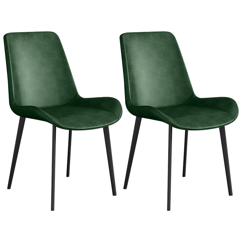 Leather Scandinavian Restaurant Side Chair Parsons Dining Chair with Metal Legs Blackish Green 2 Piece Set Black Clearhalo ' kitchen&dining_furn' 'Dining Chairs' 'Dining Tables & Seating' 'dining_chair' 'furn' 'furn_dining_chair' 'Furniture' 'furniture_dining_chair' 'Kitchen & Dining Furniture' 'kitchen' 3852743