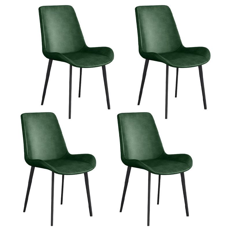 Leather Scandinavian Restaurant Side Chair Parsons Dining Chair with Metal Legs Blackish Green 4 Piece Set Black Clearhalo ' kitchen&dining_furn' 'Dining Chairs' 'Dining Tables & Seating' 'dining_chair' 'furn' 'furn_dining_chair' 'Furniture' 'furniture_dining_chair' 'Kitchen & Dining Furniture' 'kitchen' 3852744
