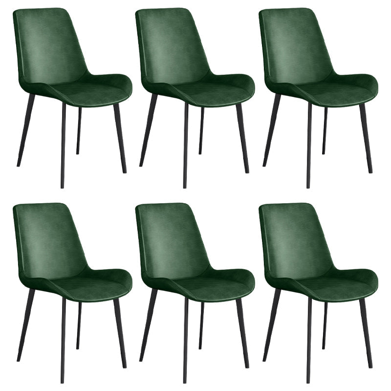 Leather Scandinavian Restaurant Side Chair Parsons Dining Chair with Metal Legs Blackish Green 6 Piece Set Black Clearhalo ' kitchen&dining_furn' 'Dining Chairs' 'Dining Tables & Seating' 'dining_chair' 'furn' 'furn_dining_chair' 'Furniture' 'furniture_dining_chair' 'Kitchen & Dining Furniture' 'kitchen' 3852745