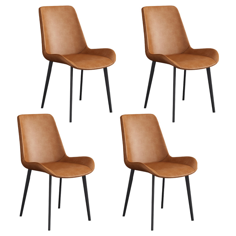 Leather Scandinavian Restaurant Side Chair Parsons Dining Chair with Metal Legs Orange 4 Piece Set Black Clearhalo ' kitchen&dining_furn' 'Dining Chairs' 'Dining Tables & Seating' 'dining_chair' 'furn' 'furn_dining_chair' 'Furniture' 'furniture_dining_chair' 'Kitchen & Dining Furniture' 'kitchen' 3852747