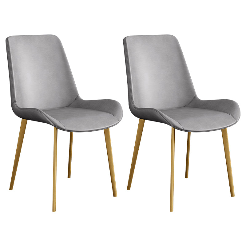 Leather Scandinavian Restaurant Side Chair Parsons Dining Chair with Metal Legs Grey 2 Piece Set Brass Gold Clearhalo ' kitchen&dining_furn' 'Dining Chairs' 'Dining Tables & Seating' 'dining_chair' 'furn' 'furn_dining_chair' 'Furniture' 'furniture_dining_chair' 'Kitchen & Dining Furniture' 'kitchen' 3852749