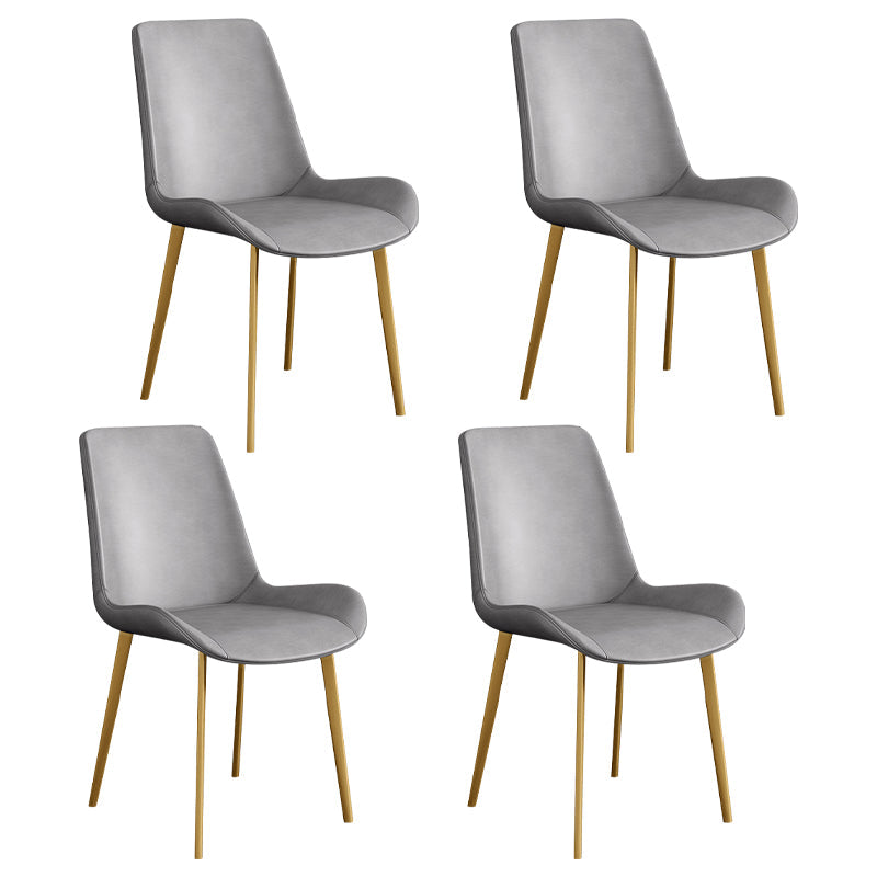 Leather Scandinavian Restaurant Side Chair Parsons Dining Chair with Metal Legs Grey 4 Piece Set Brass Gold Clearhalo ' kitchen&dining_furn' 'Dining Chairs' 'Dining Tables & Seating' 'dining_chair' 'furn' 'furn_dining_chair' 'Furniture' 'furniture_dining_chair' 'Kitchen & Dining Furniture' 'kitchen' 3852750