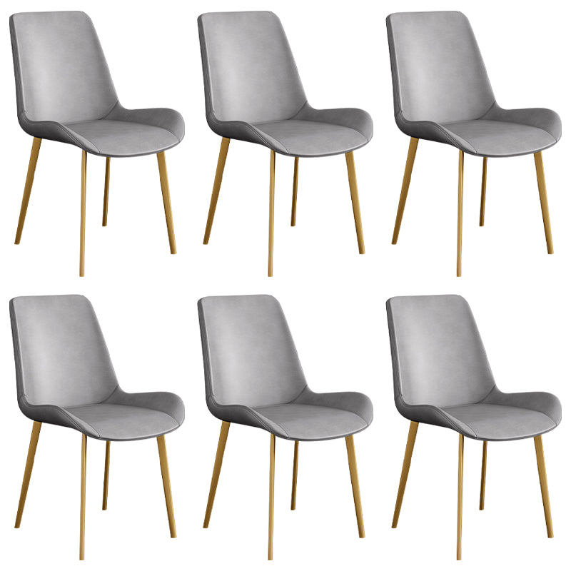 Leather Scandinavian Restaurant Side Chair Parsons Dining Chair with Metal Legs Grey 6 Piece Set Brass Gold Clearhalo ' kitchen&dining_furn' 'Dining Chairs' 'Dining Tables & Seating' 'dining_chair' 'furn' 'furn_dining_chair' 'Furniture' 'furniture_dining_chair' 'Kitchen & Dining Furniture' 'kitchen' 3852751