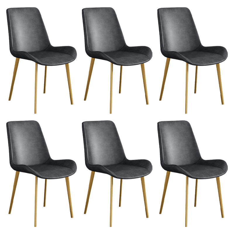 Leather Scandinavian Restaurant Side Chair Parsons Dining Chair with Metal Legs Dark Gray 6 Piece Set Brass Gold Clearhalo ' kitchen&dining_furn' 'Dining Chairs' 'Dining Tables & Seating' 'dining_chair' 'furn' 'furn_dining_chair' 'Furniture' 'furniture_dining_chair' 'Kitchen & Dining Furniture' 'kitchen' 3852754