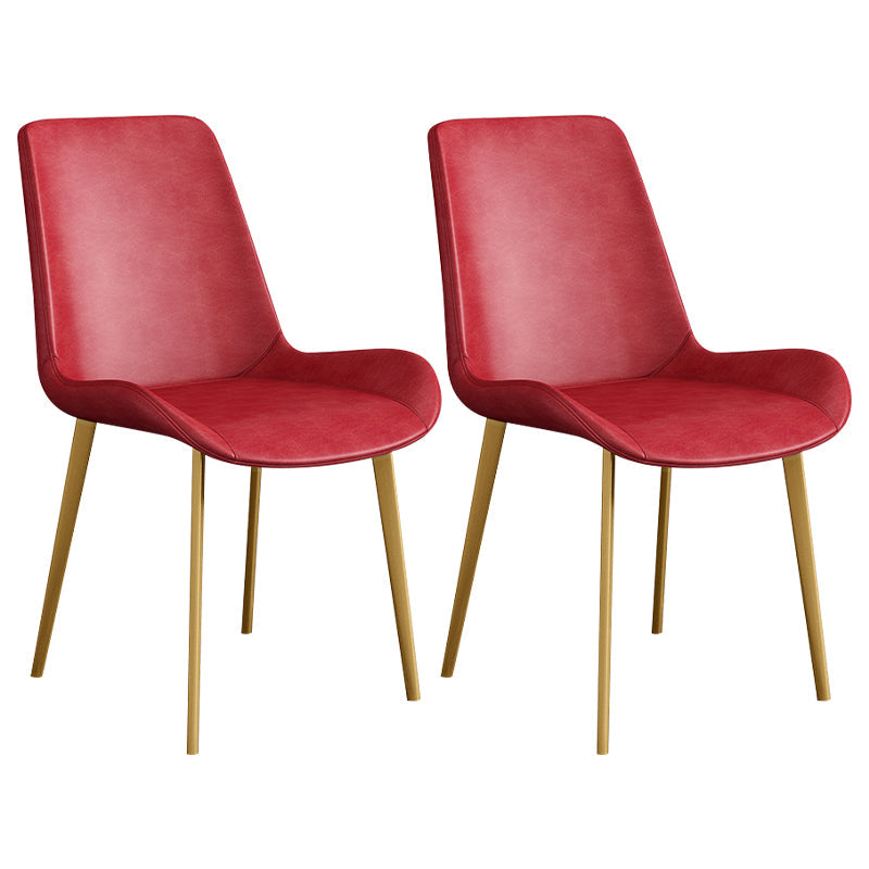 Leather Scandinavian Restaurant Side Chair Parsons Dining Chair with Metal Legs Red 2 Piece Set Brass Gold Clearhalo ' kitchen&dining_furn' 'Dining Chairs' 'Dining Tables & Seating' 'dining_chair' 'furn' 'furn_dining_chair' 'Furniture' 'furniture_dining_chair' 'Kitchen & Dining Furniture' 'kitchen' 3852755