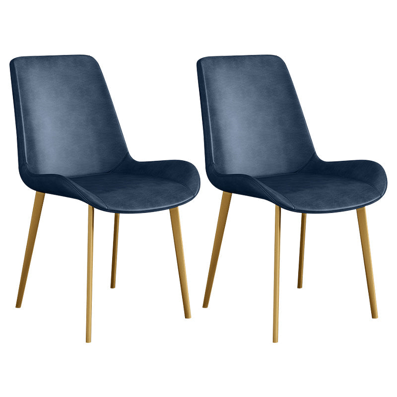 Leather Scandinavian Restaurant Side Chair Parsons Dining Chair with Metal Legs Blue 2 Piece Set Brass Gold Clearhalo ' kitchen&dining_furn' 'Dining Chairs' 'Dining Tables & Seating' 'dining_chair' 'furn' 'furn_dining_chair' 'Furniture' 'furniture_dining_chair' 'Kitchen & Dining Furniture' 'kitchen' 3852761