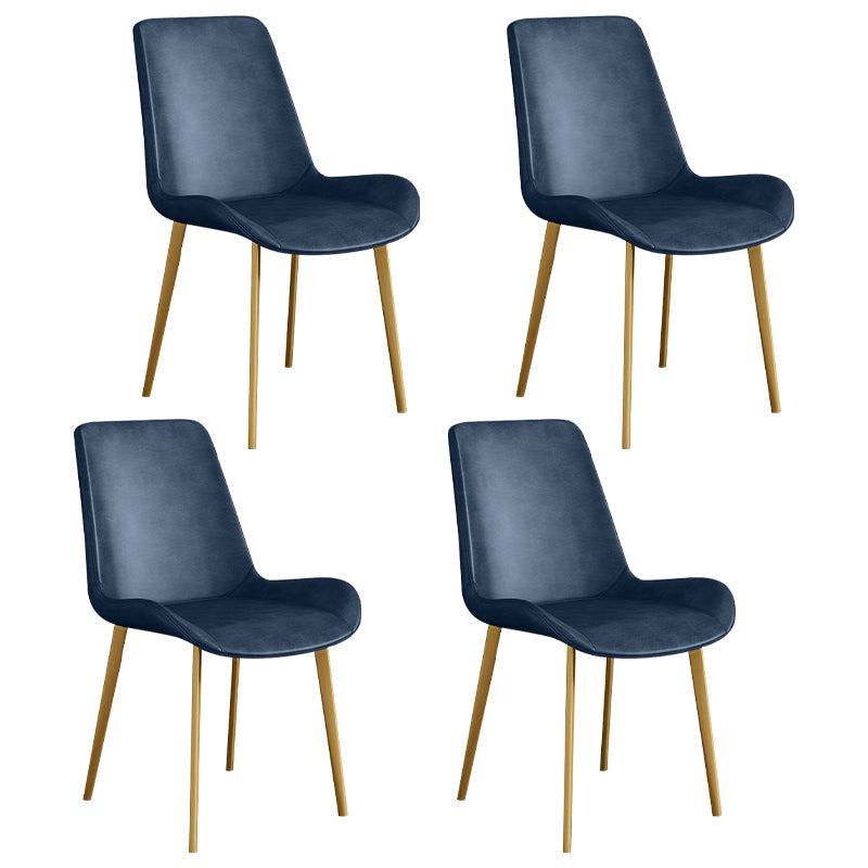 Leather Scandinavian Restaurant Side Chair Parsons Dining Chair with Metal Legs Blue 4 Piece Set Brass Gold Clearhalo ' kitchen&dining_furn' 'Dining Chairs' 'Dining Tables & Seating' 'dining_chair' 'furn' 'furn_dining_chair' 'Furniture' 'furniture_dining_chair' 'Kitchen & Dining Furniture' 'kitchen' 3852762