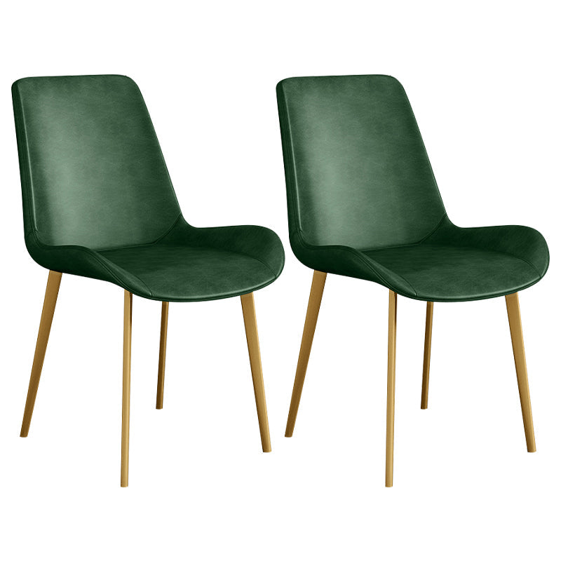 Leather Scandinavian Restaurant Side Chair Parsons Dining Chair with Metal Legs 2 Piece Set Brass Gold Clearhalo ' kitchen&dining_furn' 'Dining Chairs' 'Dining Tables & Seating' 'dining_chair' 'furn' 'furn_dining_chair' 'Furniture' 'furniture_dining_chair' 'Kitchen & Dining Furniture' 'kitchen' 3852764