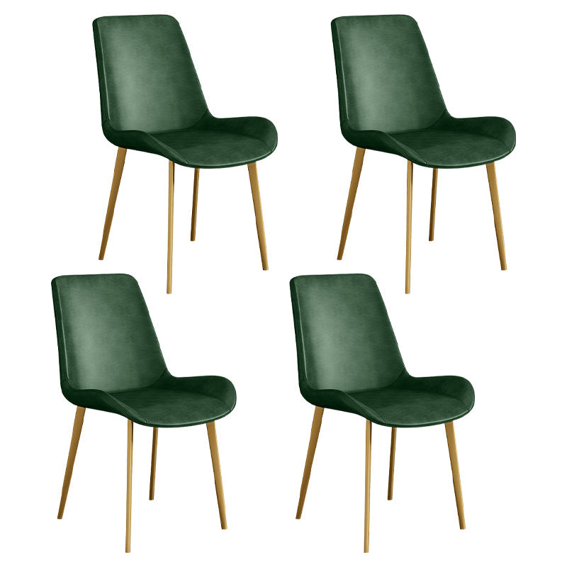 Leather Scandinavian Restaurant Side Chair Parsons Dining Chair with Metal Legs 4 Piece Set Brass Gold Clearhalo ' kitchen&dining_furn' 'Dining Chairs' 'Dining Tables & Seating' 'dining_chair' 'furn' 'furn_dining_chair' 'Furniture' 'furniture_dining_chair' 'Kitchen & Dining Furniture' 'kitchen' 3852765