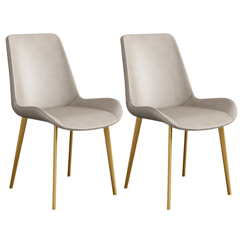Leather Scandinavian Restaurant Side Chair Parsons Dining Chair with Metal Legs Apricot 2 Piece Set Brass Gold Clearhalo ' kitchen&dining_furn' 'Dining Chairs' 'Dining Tables & Seating' 'dining_chair' 'furn' 'furn_dining_chair' 'Furniture' 'furniture_dining_chair' 'Kitchen & Dining Furniture' 'kitchen' 3852767