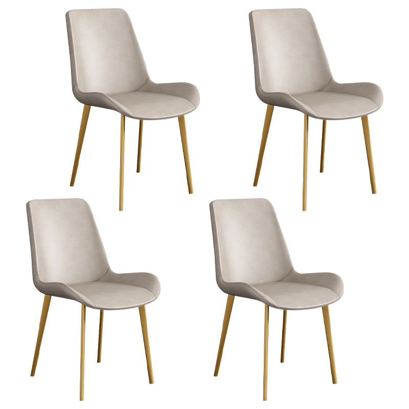 Leather Scandinavian Restaurant Side Chair Parsons Dining Chair with Metal Legs Apricot 4 Piece Set Brass Gold Clearhalo ' kitchen&dining_furn' 'Dining Chairs' 'Dining Tables & Seating' 'dining_chair' 'furn' 'furn_dining_chair' 'Furniture' 'furniture_dining_chair' 'Kitchen & Dining Furniture' 'kitchen' 3852768