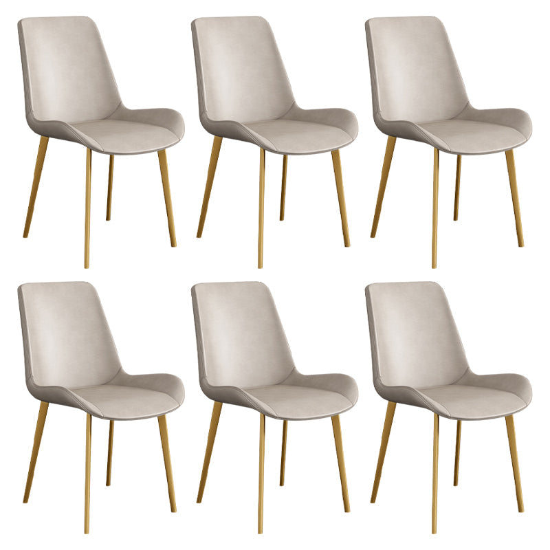 Leather Scandinavian Restaurant Side Chair Parsons Dining Chair with Metal Legs Apricot 6 Piece Set Brass Gold Clearhalo ' kitchen&dining_furn' 'Dining Chairs' 'Dining Tables & Seating' 'dining_chair' 'furn' 'furn_dining_chair' 'Furniture' 'furniture_dining_chair' 'Kitchen & Dining Furniture' 'kitchen' 3852769