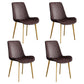 Leather Scandinavian Restaurant Side Chair Parsons Dining Chair with Metal Legs Dark Brown 4 Piece Set Brass Gold Clearhalo ' kitchen&dining_furn' 'Dining Chairs' 'Dining Tables & Seating' 'dining_chair' 'furn' 'furn_dining_chair' 'Furniture' 'furniture_dining_chair' 'Kitchen & Dining Furniture' 'kitchen' 3852771