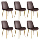 Leather Scandinavian Restaurant Side Chair Parsons Dining Chair with Metal Legs Dark Brown 6 Piece Set Brass Gold Clearhalo ' kitchen&dining_furn' 'Dining Chairs' 'Dining Tables & Seating' 'dining_chair' 'furn' 'furn_dining_chair' 'Furniture' 'furniture_dining_chair' 'Kitchen & Dining Furniture' 'kitchen' 3852772