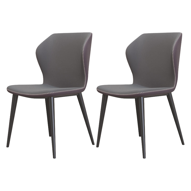 Contemporary Style Leather Dining Chairs Wingback Dining Armless Chair for Home Use Dark Gray 2 Piece Set Black Clearhalo ' kitchen&dining_furn' 'Dining Chairs' 'Dining Tables & Seating' 'dining_chair' 'furn' 'furn_dining_chair' 'Furniture' 'furniture_dining_chair' 'Kitchen & Dining Furniture' 'kitchen' 3852777