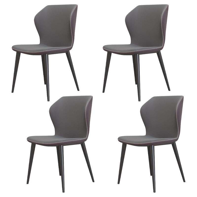 Contemporary Style Leather Dining Chairs Wingback Dining Armless Chair for Home Use Dark Gray 4 Piece Set Black Clearhalo ' kitchen&dining_furn' 'Dining Chairs' 'Dining Tables & Seating' 'dining_chair' 'furn' 'furn_dining_chair' 'Furniture' 'furniture_dining_chair' 'Kitchen & Dining Furniture' 'kitchen' 3852778