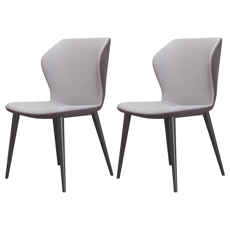 Contemporary Style Leather Dining Chairs Wingback Dining Armless Chair for Home Use Light Gray 2 Piece Set Black Clearhalo ' kitchen&dining_furn' 'Dining Chairs' 'Dining Tables & Seating' 'dining_chair' 'furn' 'furn_dining_chair' 'Furniture' 'furniture_dining_chair' 'Kitchen & Dining Furniture' 'kitchen' 3852782