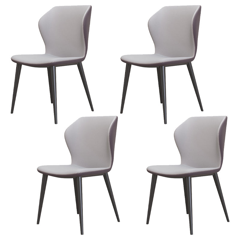 Contemporary Style Leather Dining Chairs Wingback Dining Armless Chair for Home Use Light Gray 4 Piece Set Black Clearhalo ' kitchen&dining_furn' 'Dining Chairs' 'Dining Tables & Seating' 'dining_chair' 'furn' 'furn_dining_chair' 'Furniture' 'furniture_dining_chair' 'Kitchen & Dining Furniture' 'kitchen' 3852785