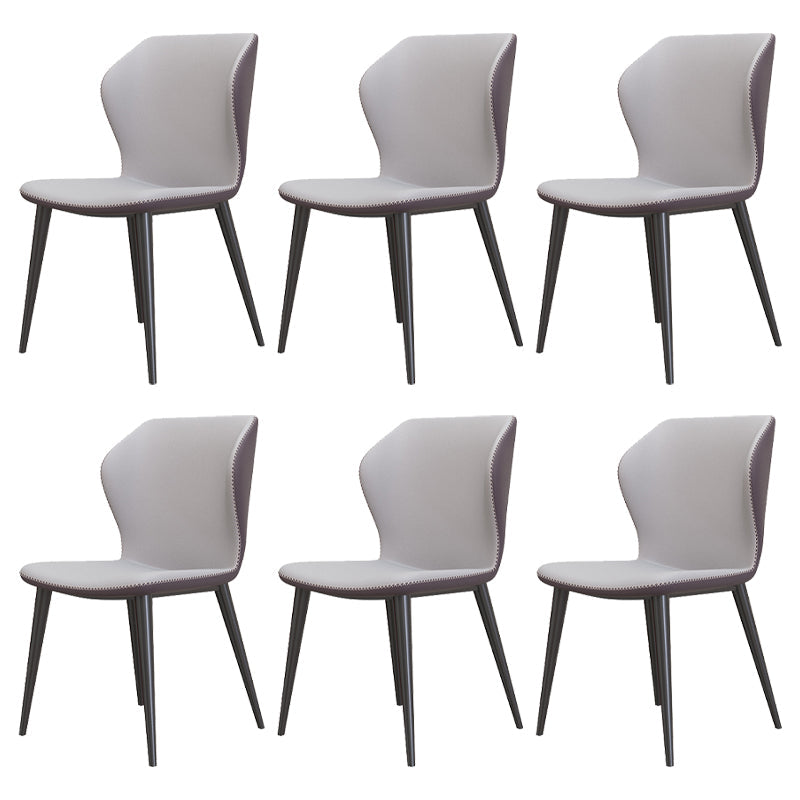 Contemporary Style Leather Dining Chairs Wingback Dining Armless Chair for Home Use Light Gray 6 Piece Set Black Clearhalo ' kitchen&dining_furn' 'Dining Chairs' 'Dining Tables & Seating' 'dining_chair' 'furn' 'furn_dining_chair' 'Furniture' 'furniture_dining_chair' 'Kitchen & Dining Furniture' 'kitchen' 3852787