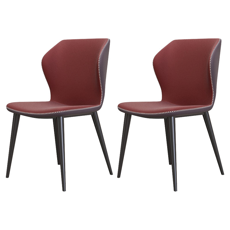 Contemporary Style Leather Dining Chairs Wingback Dining Armless Chair for Home Use Red 2 Piece Set Black Clearhalo ' kitchen&dining_furn' 'Dining Chairs' 'Dining Tables & Seating' 'dining_chair' 'furn' 'furn_dining_chair' 'Furniture' 'furniture_dining_chair' 'Kitchen & Dining Furniture' 'kitchen' 3852789
