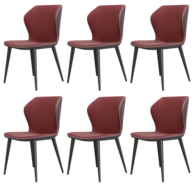 Contemporary Style Leather Dining Chairs Wingback Dining Armless Chair for Home Use Red 6 Piece Set Black Clearhalo ' kitchen&dining_furn' 'Dining Chairs' 'Dining Tables & Seating' 'dining_chair' 'furn' 'furn_dining_chair' 'Furniture' 'furniture_dining_chair' 'Kitchen & Dining Furniture' 'kitchen' 3852793
