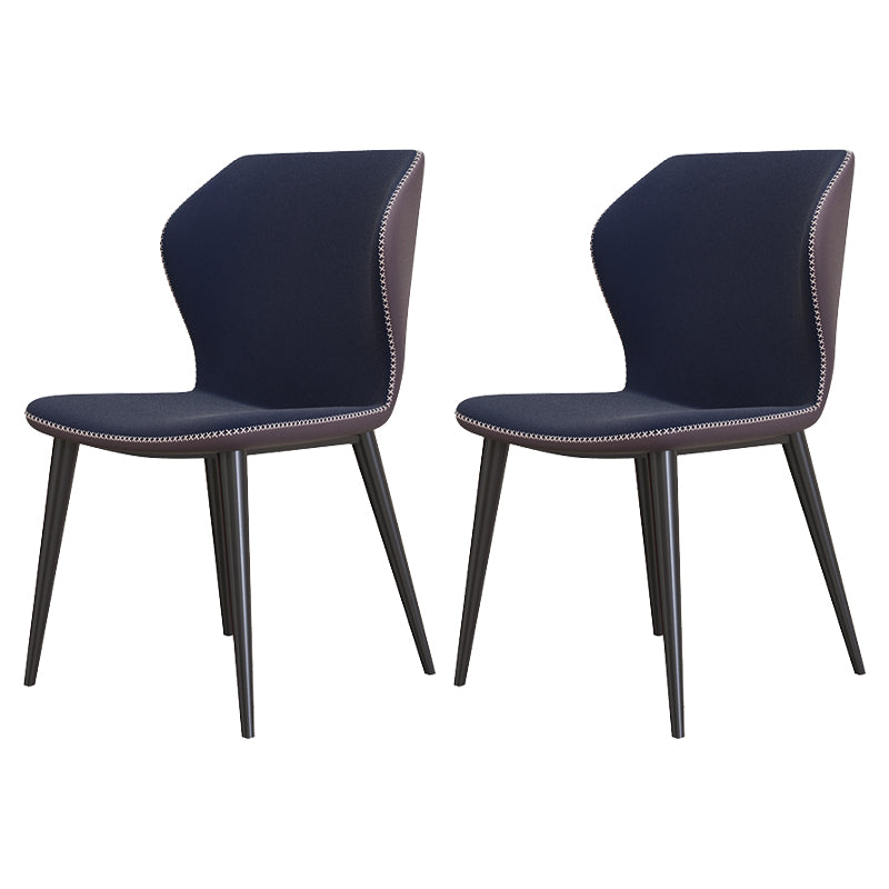 Contemporary Style Leather Dining Chairs Wingback Dining Armless Chair for Home Use Blue 2 Piece Set Black Clearhalo ' kitchen&dining_furn' 'Dining Chairs' 'Dining Tables & Seating' 'dining_chair' 'furn' 'furn_dining_chair' 'Furniture' 'furniture_dining_chair' 'Kitchen & Dining Furniture' 'kitchen' 3852795