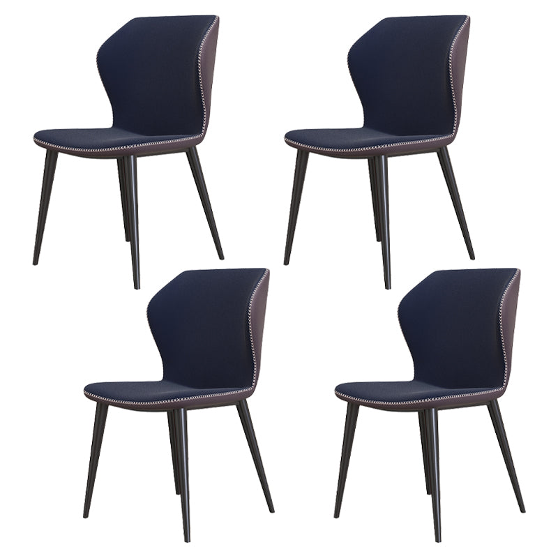 Contemporary Style Leather Dining Chairs Wingback Dining Armless Chair for Home Use Blue 4 Piece Set Black Clearhalo ' kitchen&dining_furn' 'Dining Chairs' 'Dining Tables & Seating' 'dining_chair' 'furn' 'furn_dining_chair' 'Furniture' 'furniture_dining_chair' 'Kitchen & Dining Furniture' 'kitchen' 3852796