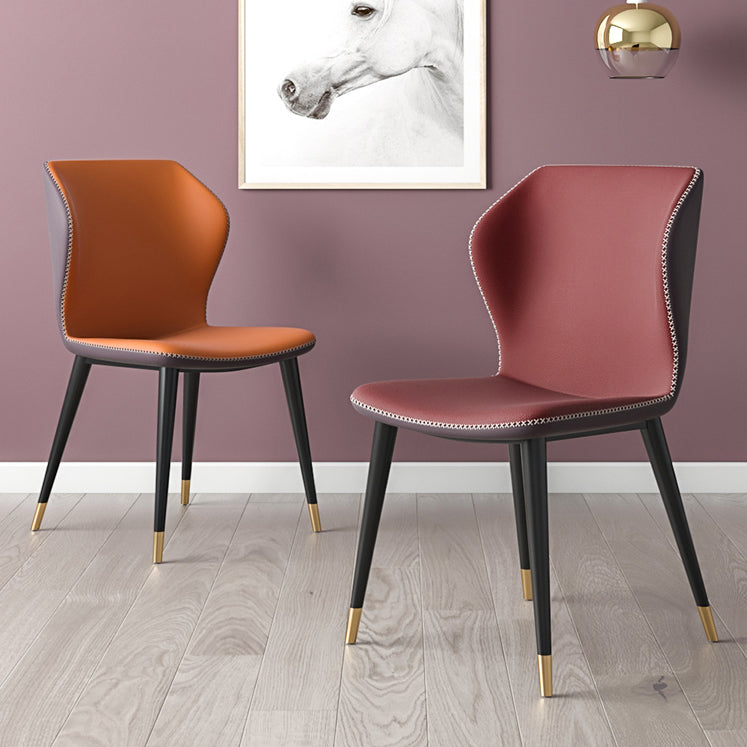 Contemporary Style Leather Dining Chairs Wingback Dining Armless Chair for Home Use Clearhalo ' kitchen&dining_furn' 'Dining Chairs' 'Dining Tables & Seating' 'dining_chair' 'furn' 'furn_dining_chair' 'Furniture' 'furniture_dining_chair' 'Kitchen & Dining Furniture' 'kitchen' 3852797