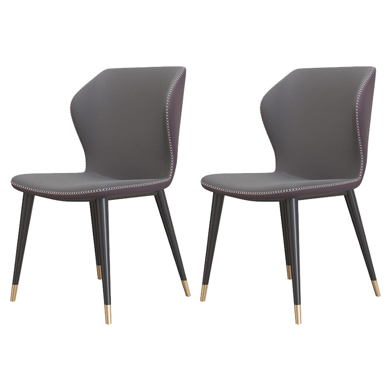 Contemporary Style Leather Dining Chairs Wingback Dining Armless Chair for Home Use Dark Gray 2 Piece Set Brass Gold Clearhalo ' kitchen&dining_furn' 'Dining Chairs' 'Dining Tables & Seating' 'dining_chair' 'furn' 'furn_dining_chair' 'Furniture' 'furniture_dining_chair' 'Kitchen & Dining Furniture' 'kitchen' 3852803