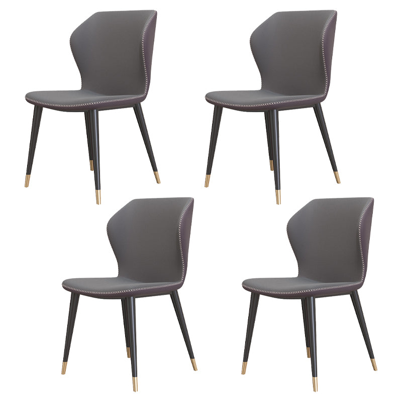 Contemporary Style Leather Dining Chairs Wingback Dining Armless Chair for Home Use Dark Gray 4 Piece Set Brass Gold Clearhalo ' kitchen&dining_furn' 'Dining Chairs' 'Dining Tables & Seating' 'dining_chair' 'furn' 'furn_dining_chair' 'Furniture' 'furniture_dining_chair' 'Kitchen & Dining Furniture' 'kitchen' 3852804