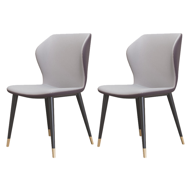 Contemporary Style Leather Dining Chairs Wingback Dining Armless Chair for Home Use Light Gray 2 Piece Set Brass Gold Clearhalo ' kitchen&dining_furn' 'Dining Chairs' 'Dining Tables & Seating' 'dining_chair' 'furn' 'furn_dining_chair' 'Furniture' 'furniture_dining_chair' 'Kitchen & Dining Furniture' 'kitchen' 3852806