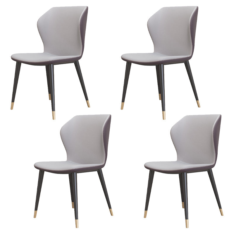 Contemporary Style Leather Dining Chairs Wingback Dining Armless Chair for Home Use Light Gray 4 Piece Set Brass Gold Clearhalo ' kitchen&dining_furn' 'Dining Chairs' 'Dining Tables & Seating' 'dining_chair' 'furn' 'furn_dining_chair' 'Furniture' 'furniture_dining_chair' 'Kitchen & Dining Furniture' 'kitchen' 3852807