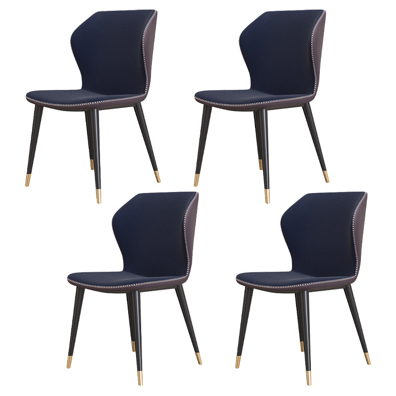 Contemporary Style Leather Dining Chairs Wingback Dining Armless Chair for Home Use Blue 4 Piece Set Brass Gold Clearhalo ' kitchen&dining_furn' 'Dining Chairs' 'Dining Tables & Seating' 'dining_chair' 'furn' 'furn_dining_chair' 'Furniture' 'furniture_dining_chair' 'Kitchen & Dining Furniture' 'kitchen' 3852813