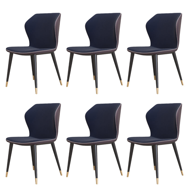 Contemporary Style Leather Dining Chairs Wingback Dining Armless Chair for Home Use Blue 6 Piece Set Brass Gold Clearhalo ' kitchen&dining_furn' 'Dining Chairs' 'Dining Tables & Seating' 'dining_chair' 'furn' 'furn_dining_chair' 'Furniture' 'furniture_dining_chair' 'Kitchen & Dining Furniture' 'kitchen' 3852814
