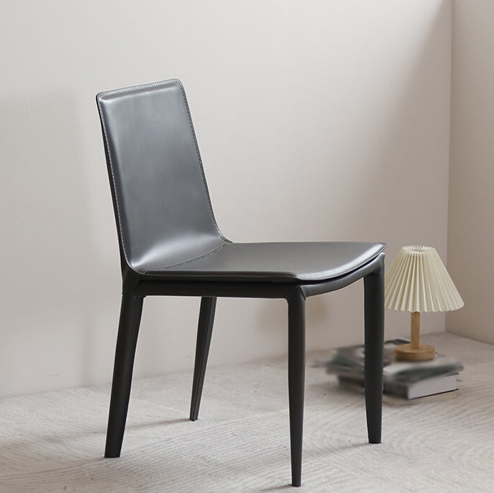 Contemporary Style Leather Dining Side Chair Solid Back Armless Side Chair Clearhalo ' kitchen&dining_furn' 'Dining Chairs' 'Dining Tables & Seating' 'dining_chair' 'furn' 'furn_dining_chair' 'Furniture' 'furniture_dining_chair' 'Kitchen & Dining Furniture' 'kitchen' 3852818