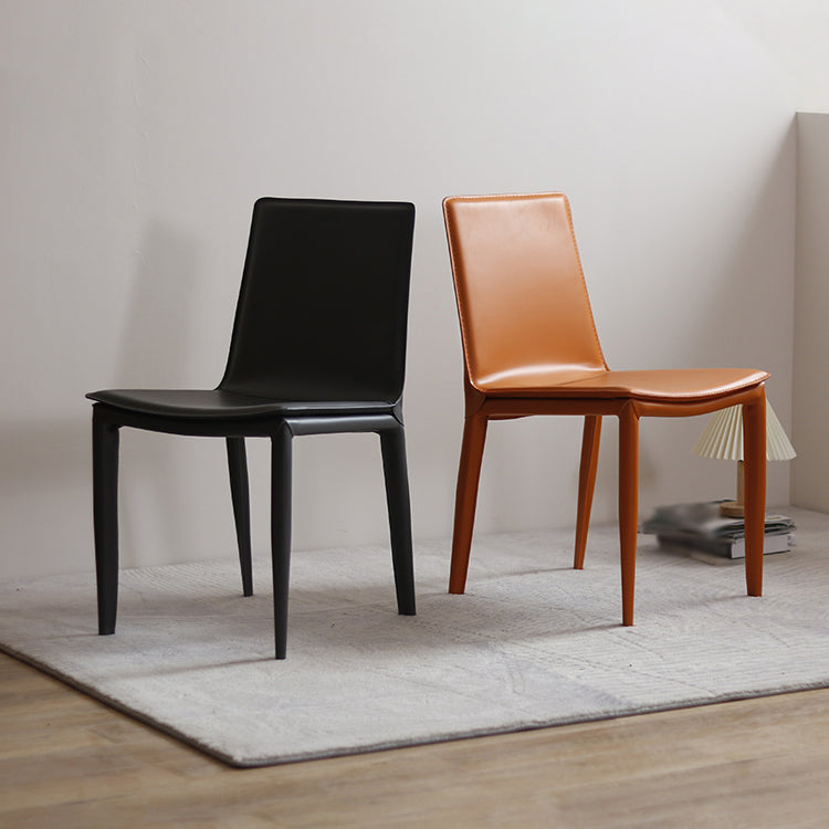 Contemporary Style Leather Dining Side Chair Solid Back Armless Side Chair Clearhalo ' kitchen&dining_furn' 'Dining Chairs' 'Dining Tables & Seating' 'dining_chair' 'furn' 'furn_dining_chair' 'Furniture' 'furniture_dining_chair' 'Kitchen & Dining Furniture' 'kitchen' 3852822