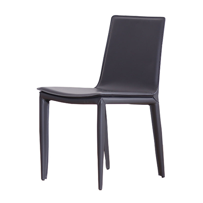 Contemporary Style Leather Dining Side Chair Solid Back Armless Side Chair Clearhalo ' kitchen&dining_furn' 'Dining Chairs' 'Dining Tables & Seating' 'dining_chair' 'furn' 'furn_dining_chair' 'Furniture' 'furniture_dining_chair' 'Kitchen & Dining Furniture' 'kitchen' 3852826