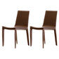 Contemporary Style Leather Dining Side Chair Solid Back Armless Side Chair Brown 2 Piece Set Clearhalo ' kitchen&dining_furn' 'Dining Chairs' 'Dining Tables & Seating' 'dining_chair' 'furn' 'furn_dining_chair' 'Furniture' 'furniture_dining_chair' 'Kitchen & Dining Furniture' 'kitchen' 3852830