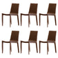 Contemporary Style Leather Dining Side Chair Solid Back Armless Side Chair Brown 6 Piece Set Clearhalo ' kitchen&dining_furn' 'Dining Chairs' 'Dining Tables & Seating' 'dining_chair' 'furn' 'furn_dining_chair' 'Furniture' 'furniture_dining_chair' 'Kitchen & Dining Furniture' 'kitchen' 3852834